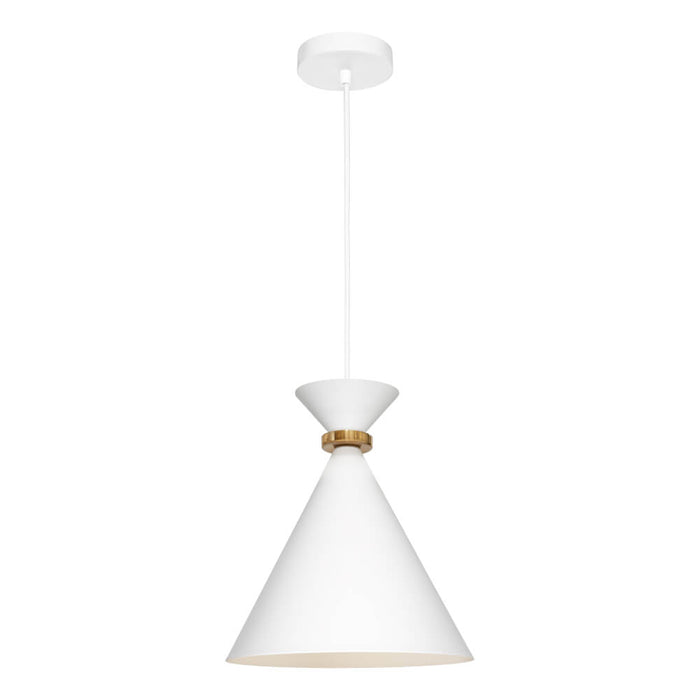 JULIA: 1 Light Pendant with Gold Decorative Ring (Available in 2 Sizes and Black or White Finish)