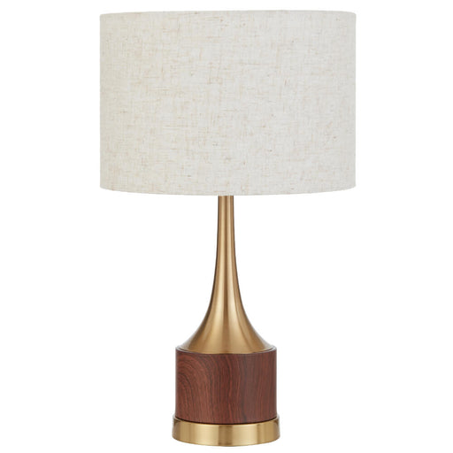 Telbix KAROS: Antique Gold Table Lamp with Beige Drum Shade