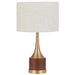 Telbix KAROS: Antique Gold Table Lamp with Beige Drum Shade