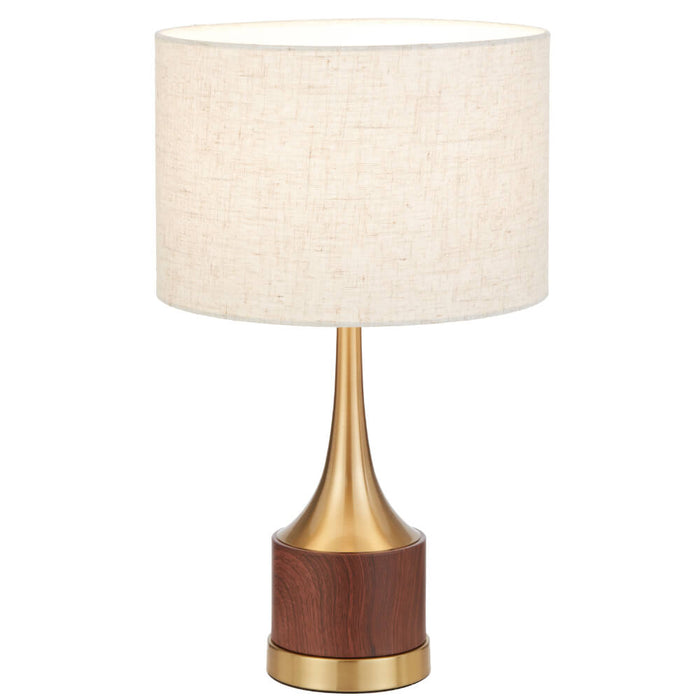 KAROS: Antique Gold Table Lamp with Beige Drum Shade