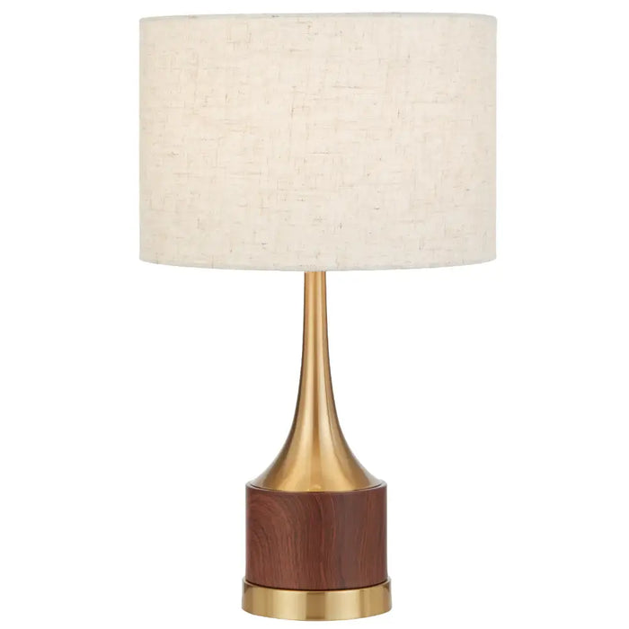 KAROS: Antique Gold Table Lamp with Beige Drum Shade