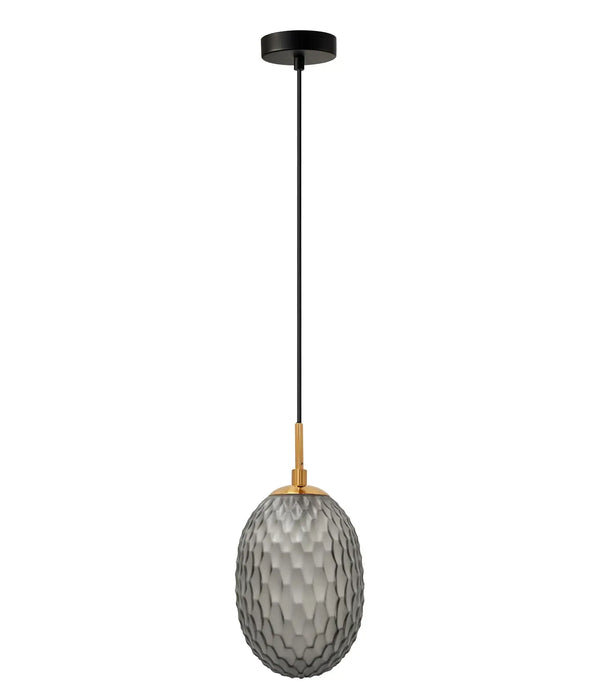 KATHAL: Interior  Pendant Lights with Ellipse Shape Glass Segmented Shade ( Available in Orange, Smokey Black, Blue, Frosted & Clear)