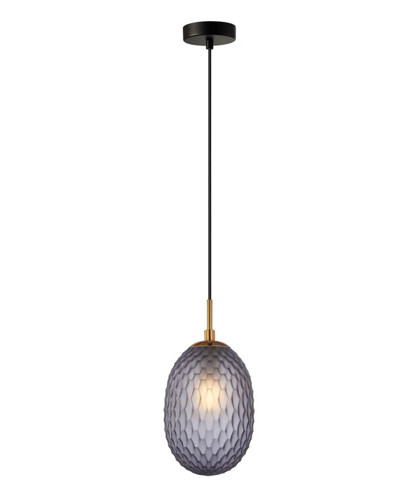 KATHAL: Interior  Pendant Lights with Ellipse Shape Glass Segmented Shade ( Available in Orange, Smokey Black, Blue, Frosted & Clear)