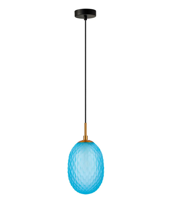 KATHAL: Interior  Pendant Lights with Ellipse Shape Glass Segmented Shade ( Available in Orange, Smokey Black, Blue, Frosted & Clear)