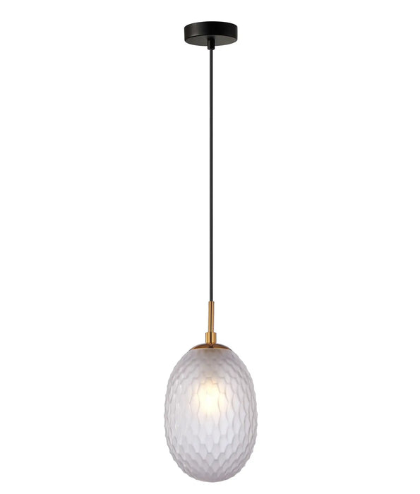 KATHAL: Interior  Pendant Lights with Ellipse Shape Glass Segmented Shade ( Available in Orange, Smokey Black, Blue, Frosted & Clear)