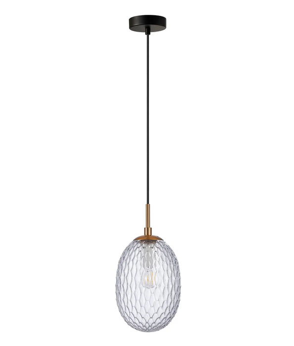 KATHAL: Interior  Pendant Lights with Ellipse Shape Glass Segmented Shade ( Available in Orange, Smokey Black, Blue, Frosted & Clear)