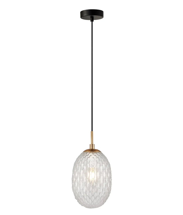 KATHAL: Interior  Pendant Lights with Ellipse Shape Glass Segmented Shade ( Available in Orange, Smokey Black, Blue, Frosted & Clear)