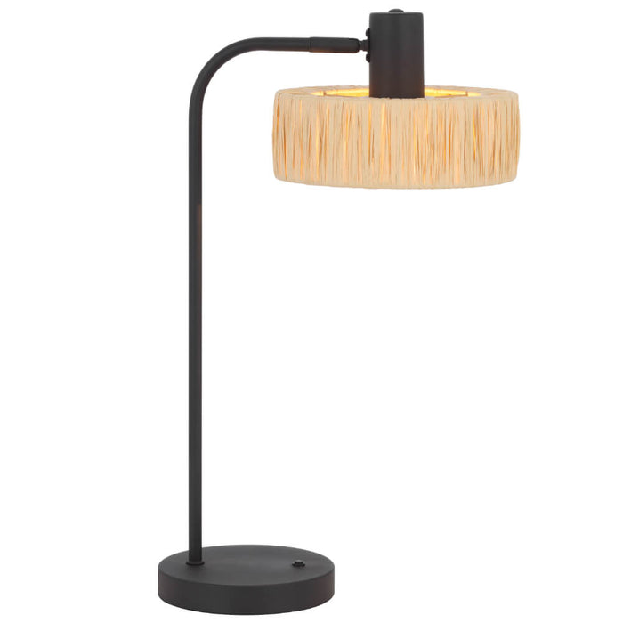 KATRIN: Black Table Lamp with Natural Raffia Shade