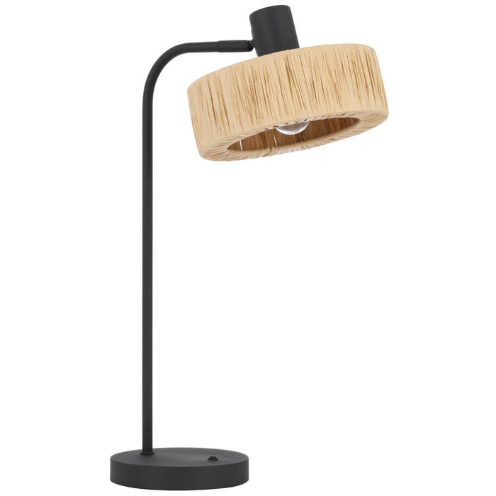 KATRIN: Black Table Lamp with Natural Raffia Shade