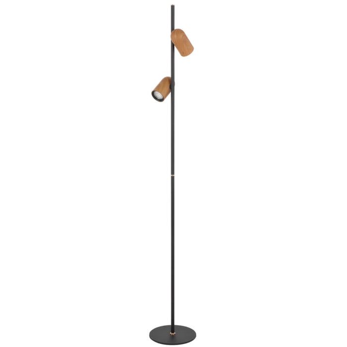 KINDLE: Black 2 Light Floor Lamp with Adjustable Shades