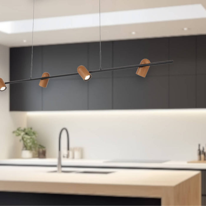 KINDLE: Black 4 Light Linear Pendant Light