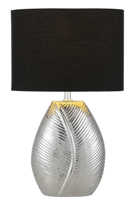 KLEE: Elegant Ceramic Table Lamp with Fabric Shade (Avail in Chrome & Gold)