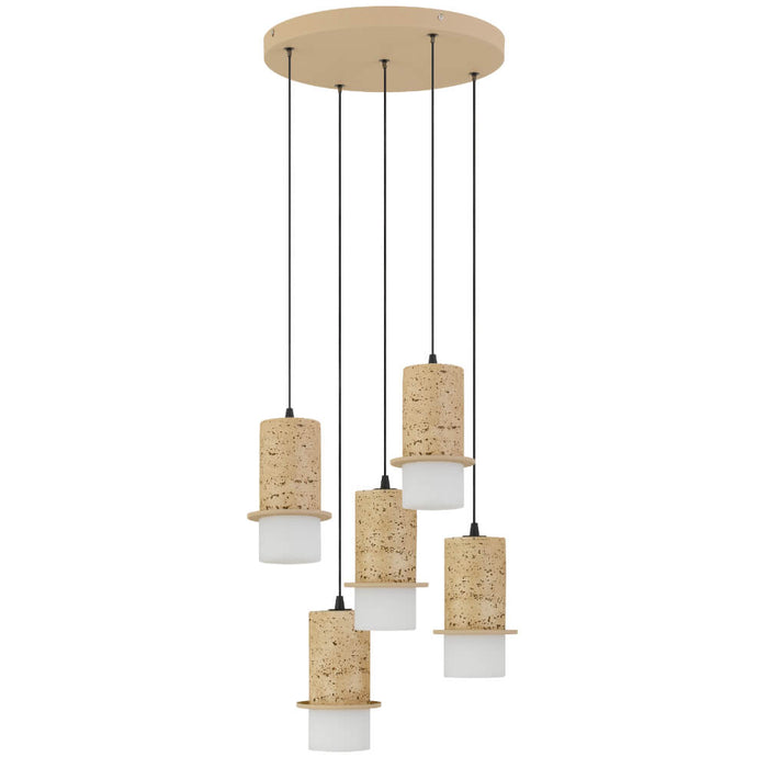 KOLISA: Cast Stone 5 Light LED Pendant Light (Available in White & Beige)