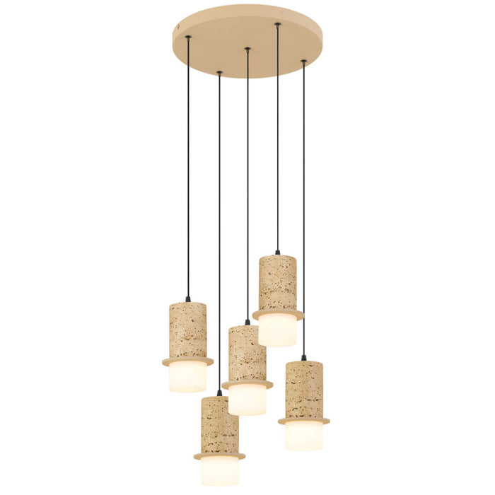 KOLISA: Cast Stone 5 Light LED Pendant Light (Available in White & Beige)