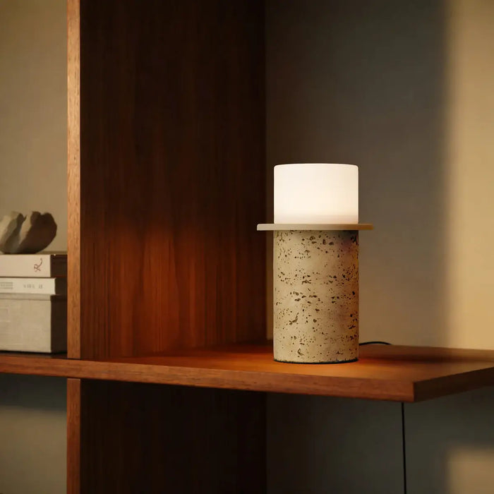 KOLISA: Cast Stone LED Table Lamp (Available in Beige, Grey & White