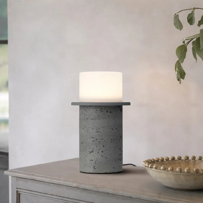 KOLISA: Cast Stone LED Table Lamp (Available in Beige, Grey & White