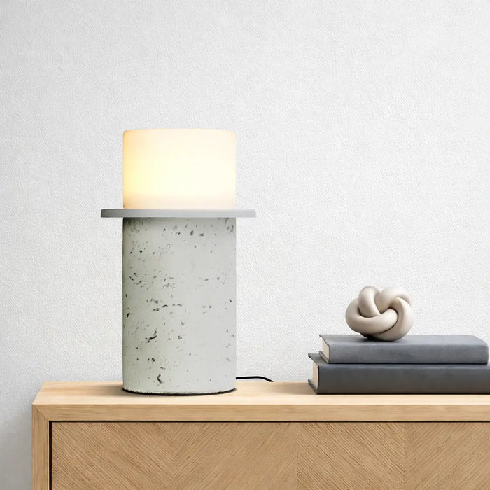 KOLISA: Cast Stone LED Table Lamp (Available in Beige, Grey & White