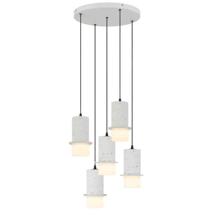 KOLISA: Cast Stone 5 Light LED Pendant Light (Available in White & Beige)