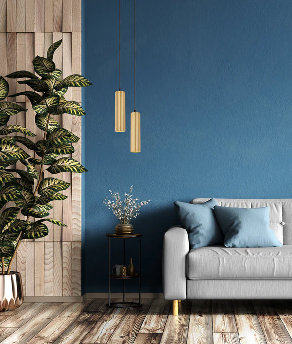 KOLONNE: Interior GU10 Ribbed Cylinder Pendant Lights