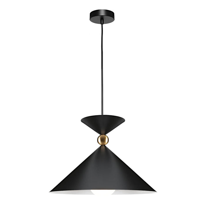 KRISSY: 1 Light Pendant with Gold Decorative Ball Highlight (Available in 2 Sizes and Black or White Finish)