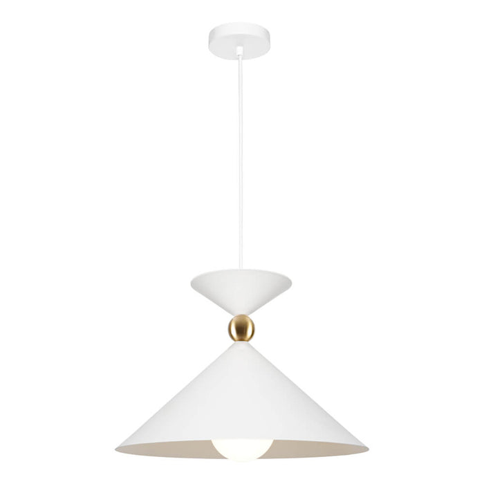 KRISSY: 1 Light Pendant with Gold Decorative Ball Highlight (Available in 2 Sizes and Black or White Finish)