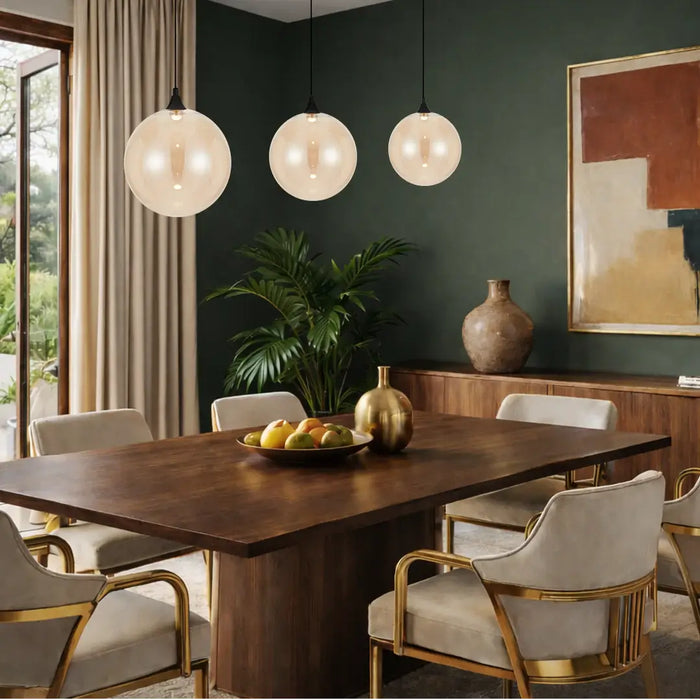 KUPLA: Minimalist 1 Light Glass Pendant Light (Available in Smoke, Clear & Champagne)