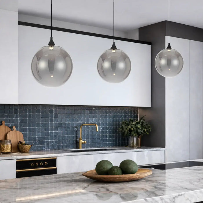 KUPLA: Minimalist 1 Light Glass Pendant Light (Available in Smoke, Clear & Champagne)