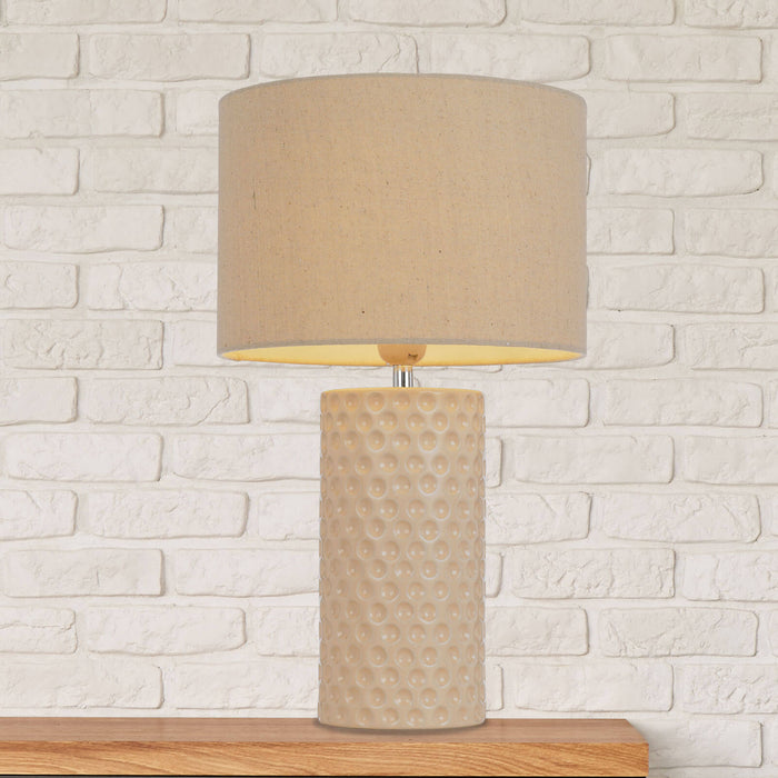 LAMAR: Cream Ceramic Base Table Lamp with Fabric Shade