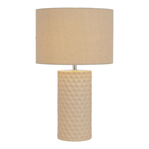 Telbix LAMAR: Cream Ceramic Base Table Lamp with Fabric Shade