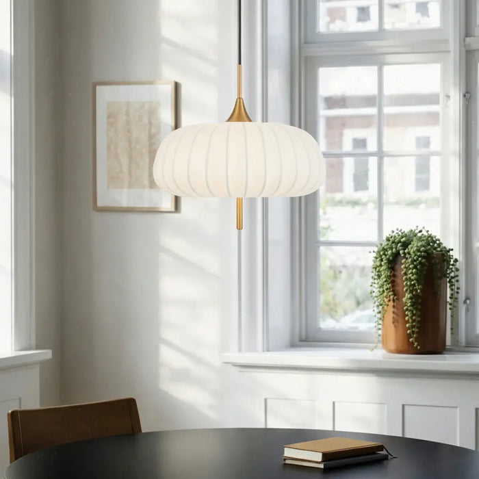 LASIAN: Antique Gold Pendant Light with White Molded Resin Shades (Available in 30cm & 40cm)