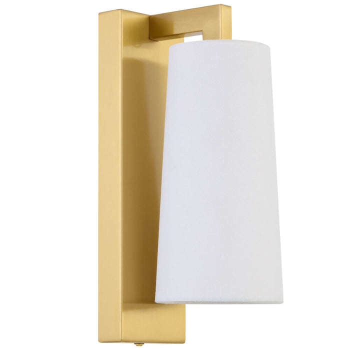 LAVIS: Modern Metal Indoor Wall Light with Tapered Fabric Shade (Available in Nickel, Antique Gold & Black)