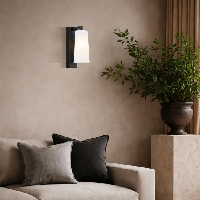 LAVIS: Modern Metal Indoor Wall Light with Tapered Fabric Shade (Available in Nickel, Antique Gold & Black)