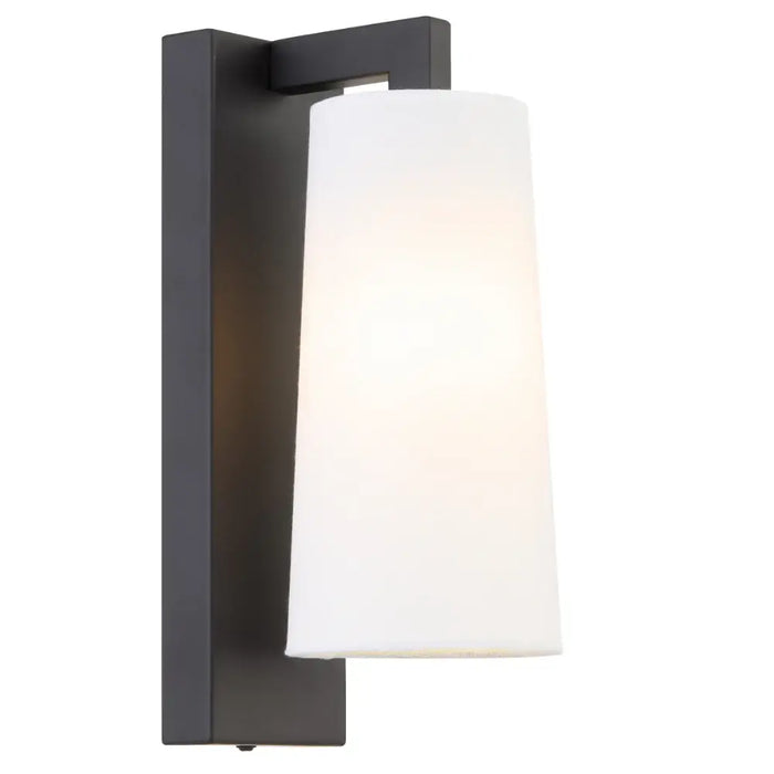 LAVIS: Modern Metal Indoor Wall Light with Tapered Fabric Shade (Available in Nickel, Antique Gold & Black)