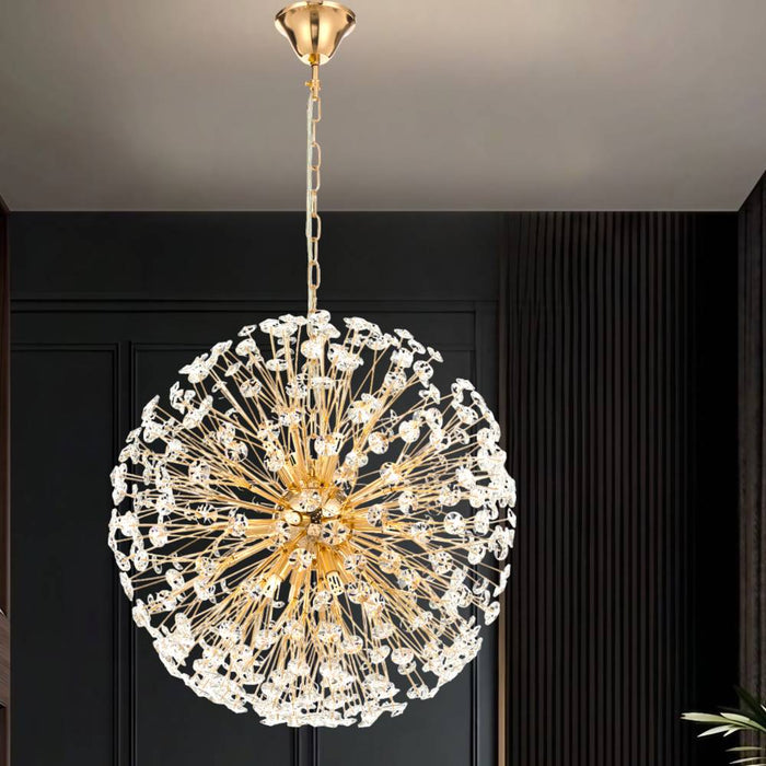 LERIDA: Elegant Round Crystal Pendant Light (Available in 8, 9 & 12 Light)