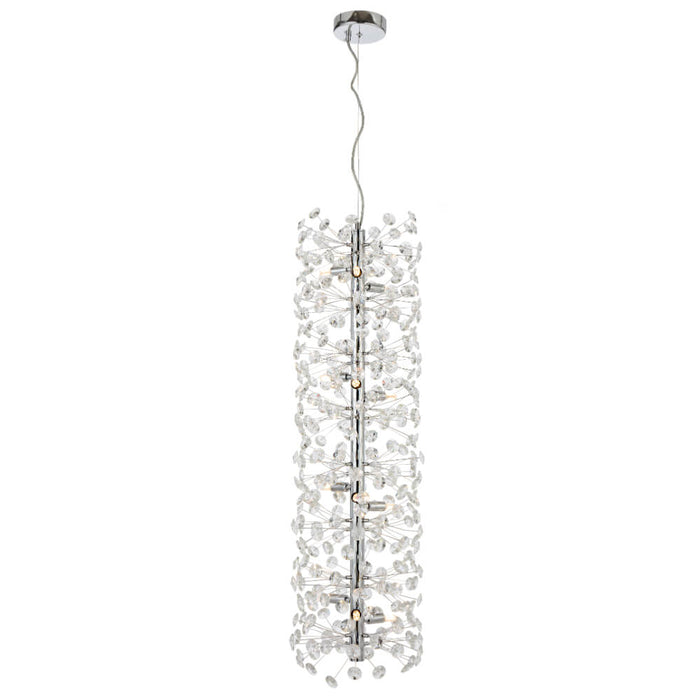 LERIDA: Vertical Light Crystal Pendant (Available in Gold & Chrome | 6 Light & 12 Light)