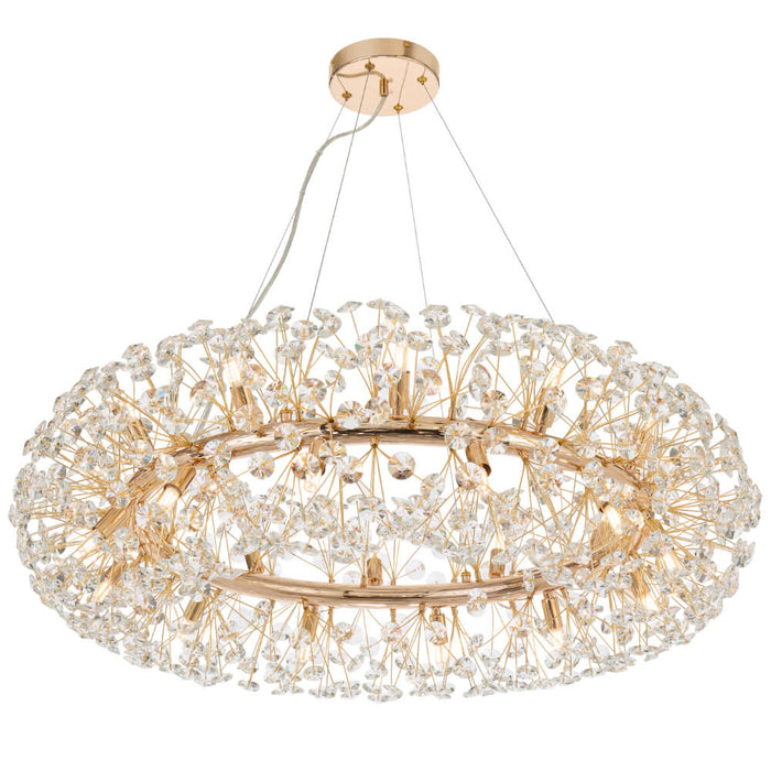 LERIDA: 24 Light Crystal Pendant (Available in Gold & Chrome)