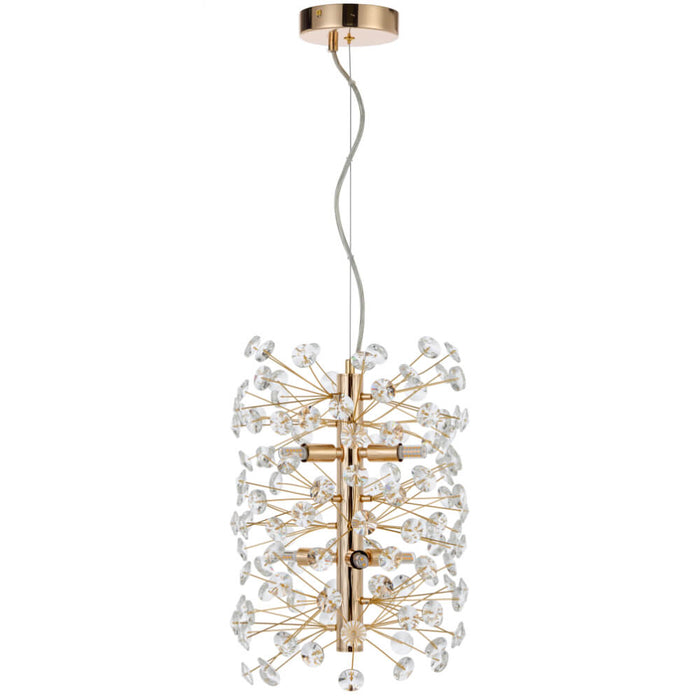 LERIDA: Vertical Light Crystal Pendant (Available in Gold & Chrome | 6 Light & 12 Light)