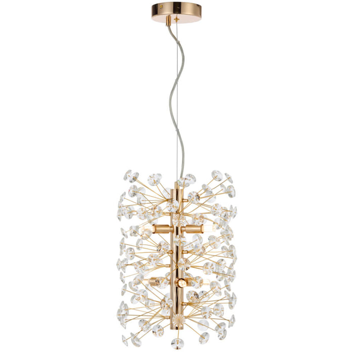 LERIDA: Vertical Light Crystal Pendant (Available in Gold & Chrome | 6 Light & 12 Light)