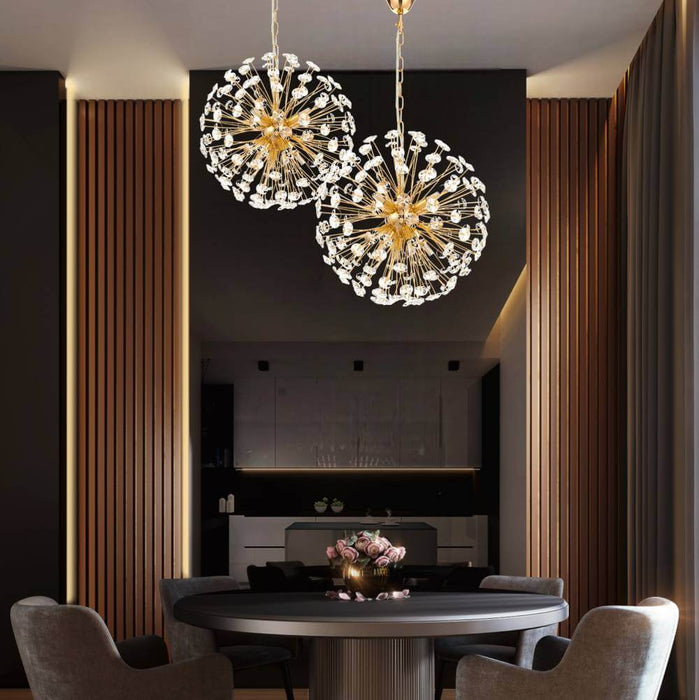 LERIDA: Elegant Round Crystal Pendant Light (Available in 8, 9 & 12 Light)