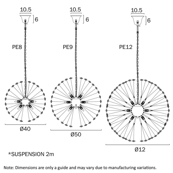 LERIDA: Elegant Round Crystal Pendant Light (Available in 8, 9 & 12 Light)