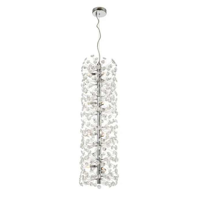 LERIDA: Vertical Light Crystal Pendant (Available in Gold & Chrome | 6 Light & 12 Light)