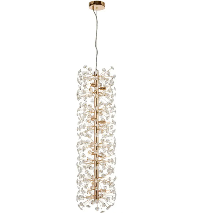 LERIDA: Vertical Light Crystal Pendant (Available in Gold & Chrome | 6 Light & 12 Light)