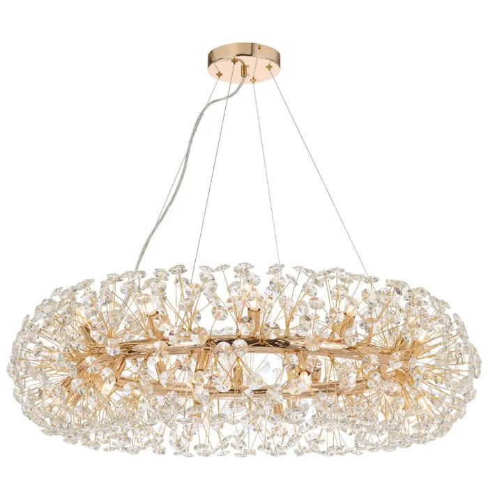 LERIDA: 24 Light Crystal Pendant (Available in Gold & Chrome)