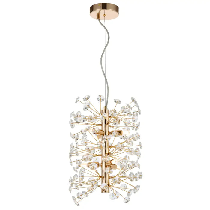 LERIDA: Vertical Light Crystal Pendant (Available in Gold & Chrome | 6 Light & 12 Light)