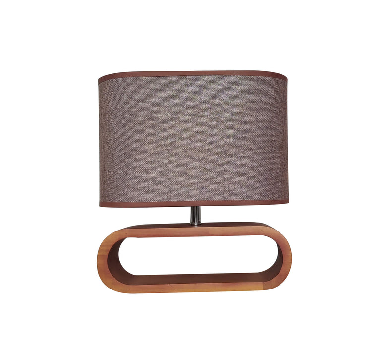 CLA LOTUS - Dark Wood Table Lamp With Brown Shade