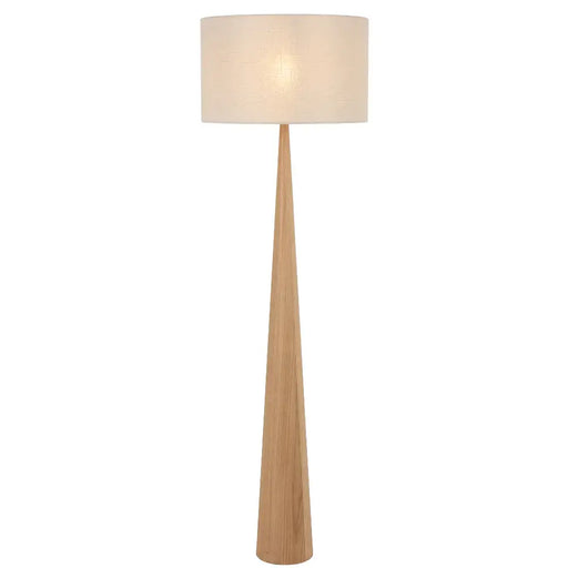 Telbix LOVISA: Metal Floor Lamp with Cream Fabric Shade (Available in Walnut & Oak Finish)