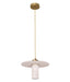CLA LUCERNA: Cylinder Round Hat Marble Shade Brass Highlight Interior Pendant Light