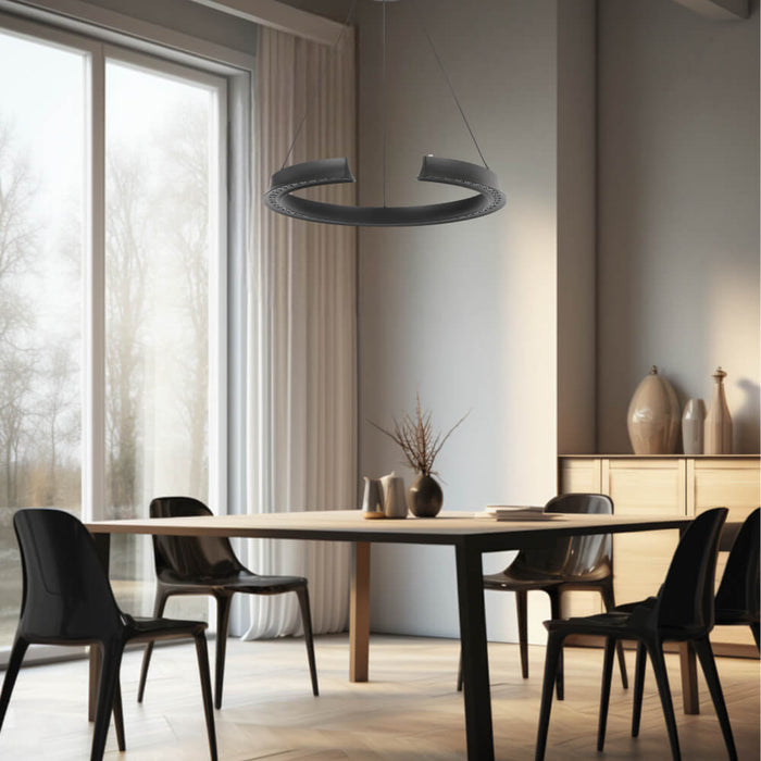 LUCID: Round LED Pendant Light (Available in Black & Wood Tone)