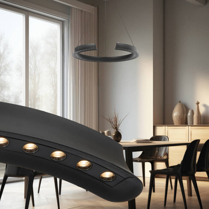 LUCID: Round LED Pendant Light (Available in Black & Wood Tone)