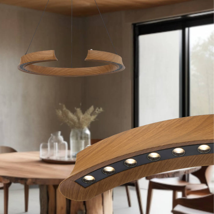 LUCID: Round LED Pendant Light (Available in Black & Wood Tone)